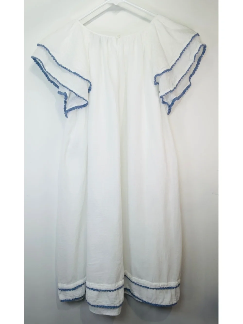Polo Ralph Lauren Girls White Cotton Dress with Blue Trim Size 14